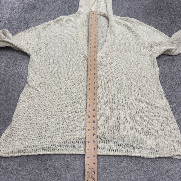 J.Jill Crochet Hoodie Pullover Sweater Womens 3X Plus Cream Cotton Nylon Knit - Picture 8 of 12